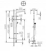 Душевая стойка Bravat Fit без смесителя (квадрат) D283CP-2A-RUS