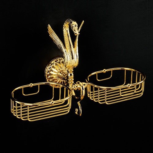 Настенная решетка-корзинка двойная Migliore Luxor золото 26126