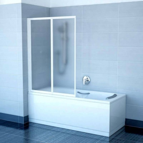 Шторка на ванну Ravak VS2 105 Rain 796M010041 прозрачное стекло, белый профиль. Размер: 105*134 см 796M010041