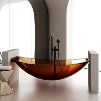 Прозрачная ванна отдельностоящая р.180х80 см ABBER Kristall AT9704Opal подвесная коричневая AT9704Opal