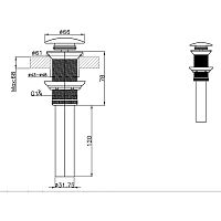 Донный клапан, латунь, с переливным отверстием P6420BW-ENG Черный P6420BW-ENG
