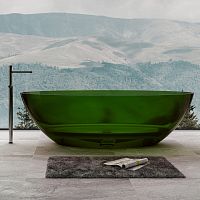 Прозрачная ванна отдельностоящая р.180х85 см ABBER Kristall AT9702Emerald зеленая AT9702Emerald