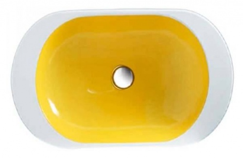 Раковина 60 см Disegno Ceramica Ovo белая с желтым OV 060 400 01 acid